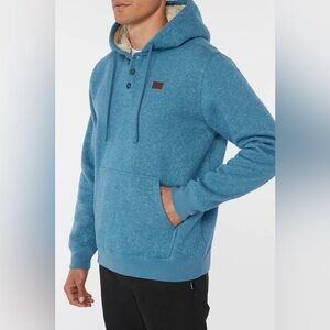 O’Neill Mens Renzo Sherpa Pullover Hoodie Blue Sweater Size M NWT Outdoor Winter